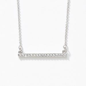 Pave' Bar Nexklace, Rhodium